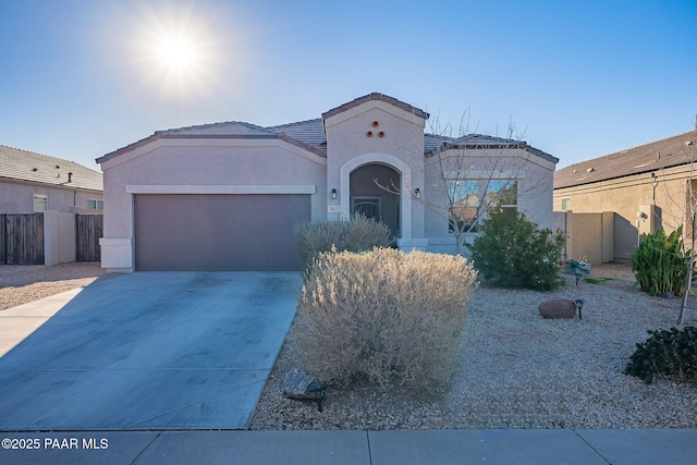 view of front of property with a garage