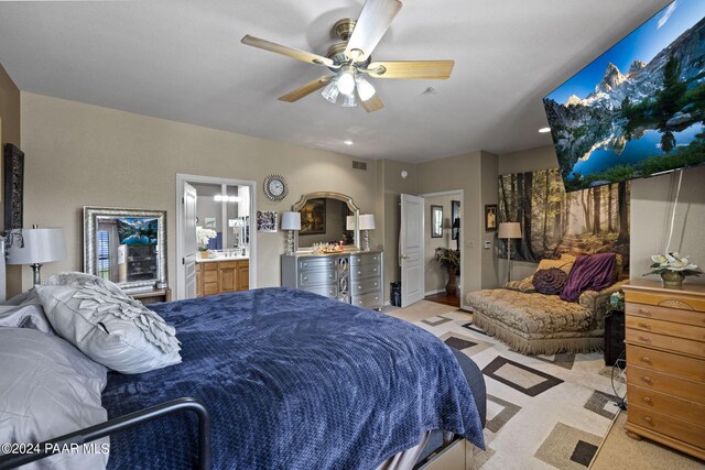 1716 Alpine Meadows Ln Unit 1105, Prescott, AZ 86303 - bedroom featuring ceiling fan and connected bathroom
