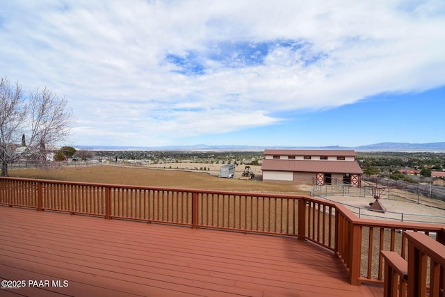 6310 N Michele Ln, Prescott, AZ 86305 - wooden terrace with a mountain view and an outbuilding