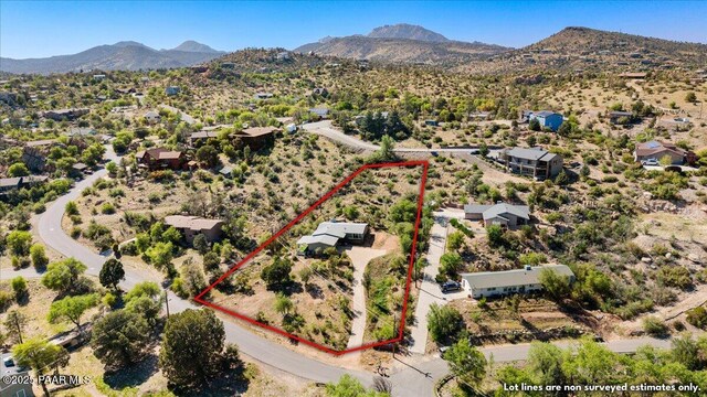 902 Fern Dr, Prescott, AZ 86305 - view of property location featuring a mountainous background and property parcel outlined