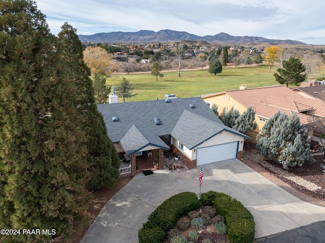 drone / aerial view with a mountain view