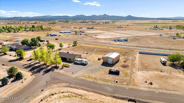 aerial view featuring a mountain view and a rural view