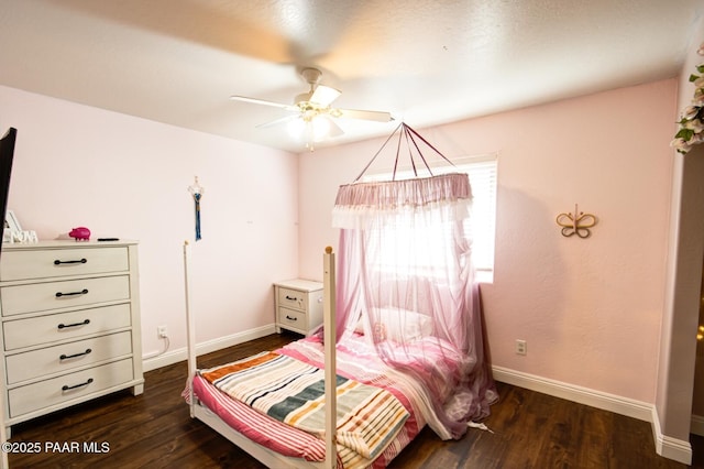 6126 N Little Papoose Dr, Prescott Valley, AZ 86314 - bedroom featuring dark wood-style floors and a ceiling fan