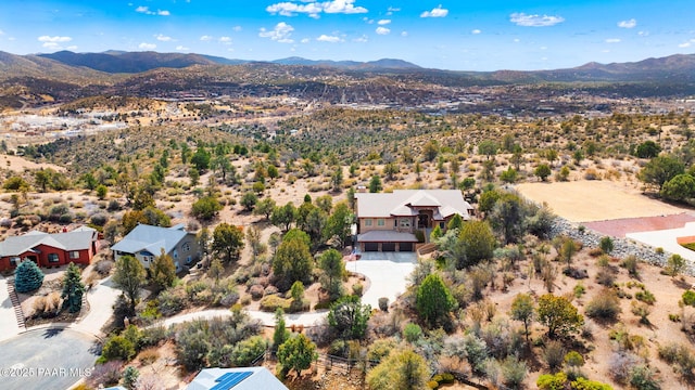 aerial view with a mountain view