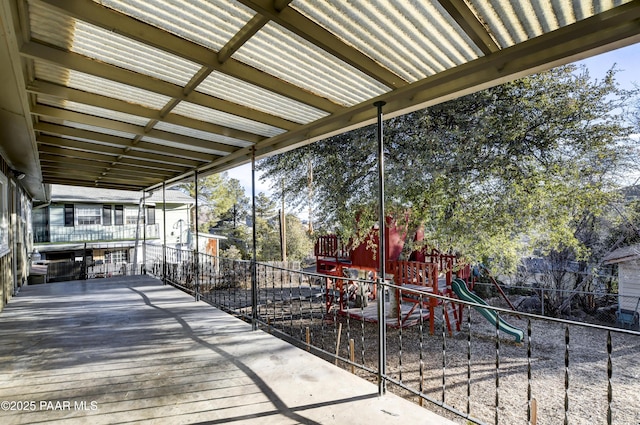 view of patio with a playground