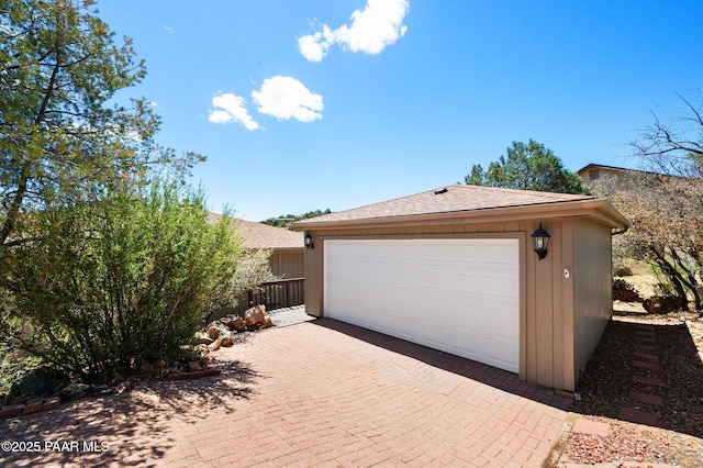 view of detached garage