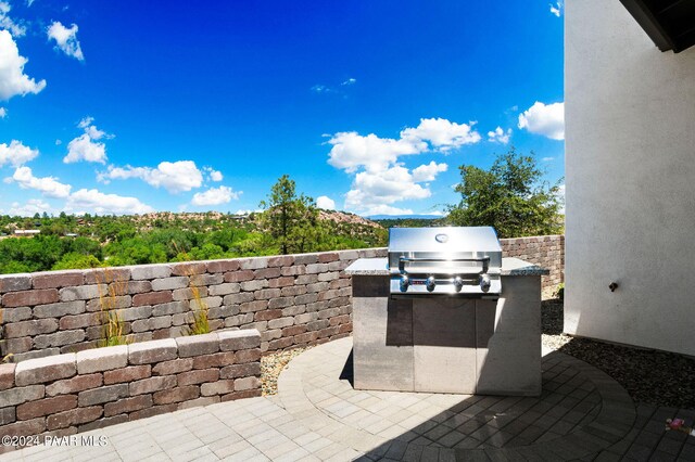 view of patio featuring area for grilling and grilling area