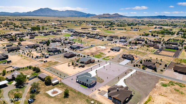 birds eye view of property featuring a residential view and a mountain view
