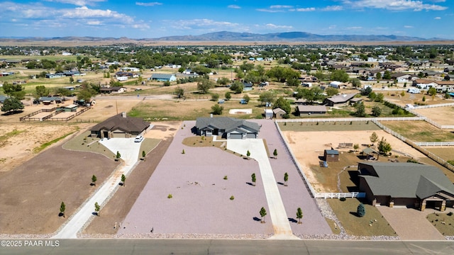 bird's eye view featuring a residential view and a mountain view
