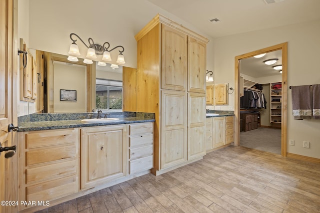 bathroom featuring hardwood / wood-style flooring and vanity