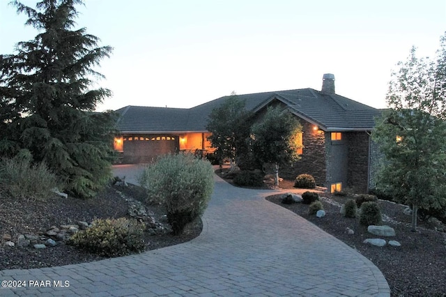 view of front of home with a garage