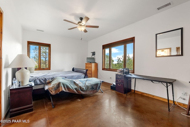 13225 N Bull Run Rd, Prescott, AZ 86305 - bedroom with finished concrete flooring and ceiling fan