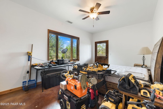 13225 N Bull Run Rd, Prescott, AZ 86305 - office area featuring concrete flooring and ceiling fan