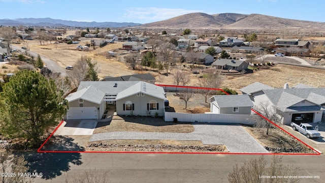 bird's eye view with a mountain view and a residential view