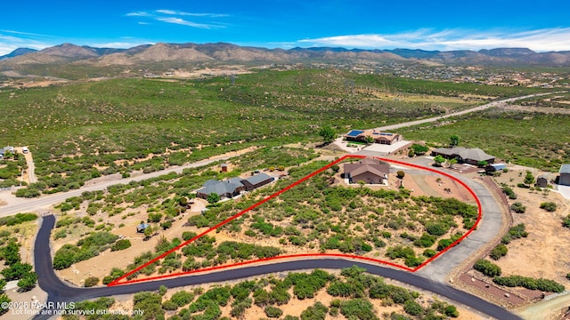 aerial view with a mountain view