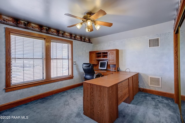 10412 E Prescott Dells Ranch Rd, Dewey-Humboldt, AZ 86327 - home office with carpet flooring and a ceiling fan