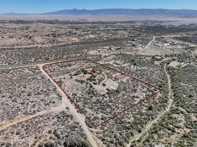 10412 E Prescott Dells Ranch Rd, Dewey-Humboldt, AZ 86327 - aerial view of sparsely populated area with property parcel outlined and mountains