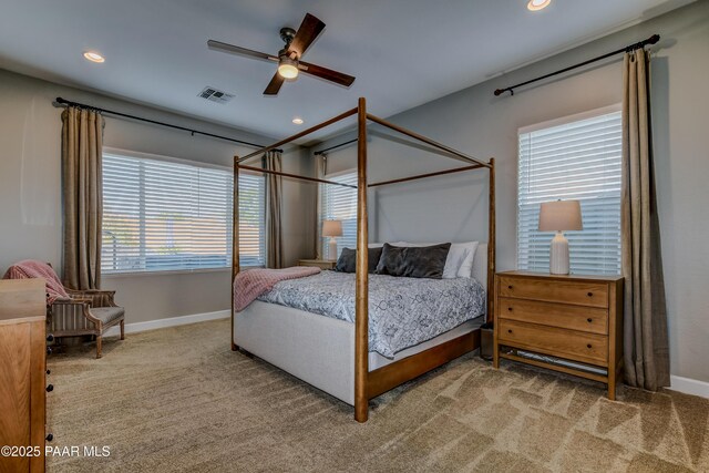 7028 Corral Ct, Prescott, AZ 86305 - carpeted bedroom featuring recessed lighting and ceiling fan