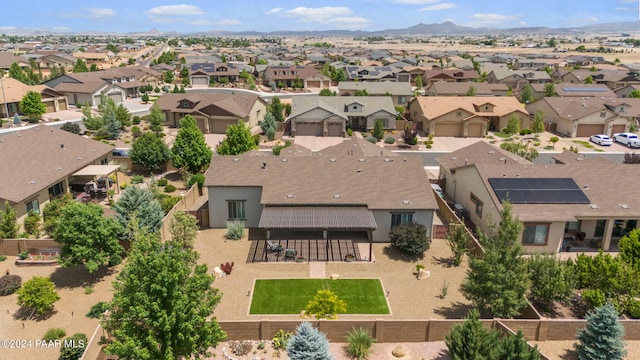 aerial view with a residential view and a mountain view