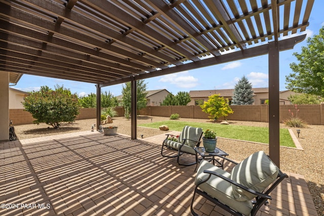 view of patio featuring a fenced backyard and a pergola