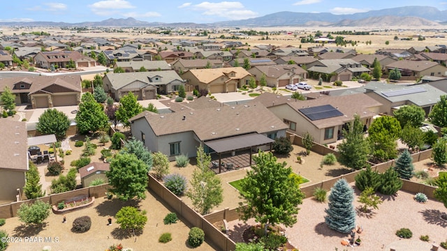 aerial view featuring a residential view and a mountain view