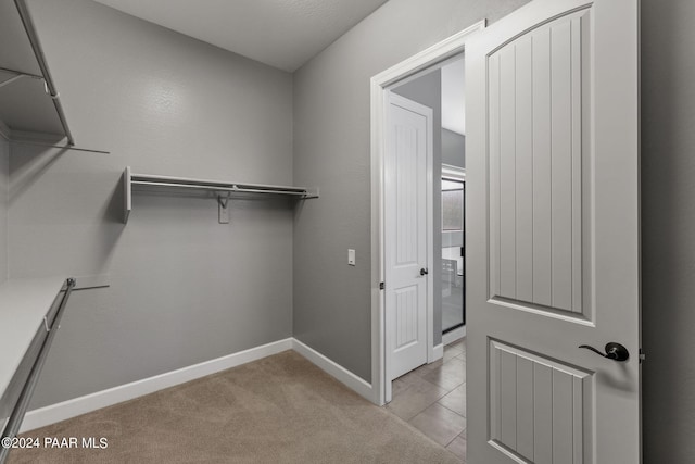 spacious closet with light carpet