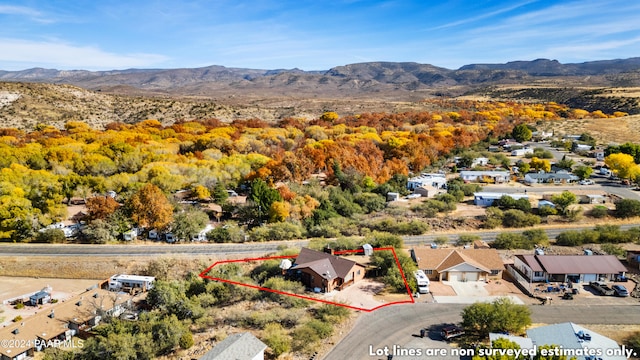 birds eye view of property featuring a mountain view