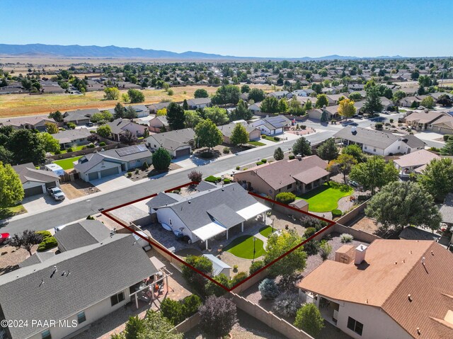 drone / aerial view with a mountain view