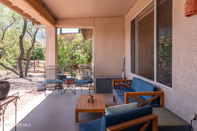 2315 W Desert Willow Dr, Cottonwood, AZ 86326 - view of patio featuring an outdoor hangout area and fence