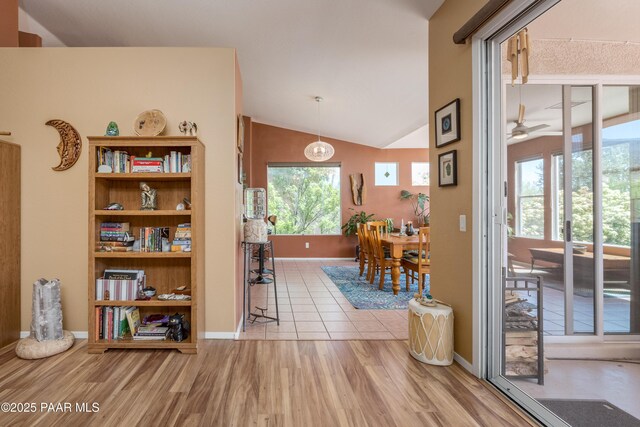 2315 W Desert Willow Dr, Cottonwood, AZ 86326 - corridor with baseboards, wood finished floors, and lofted ceiling