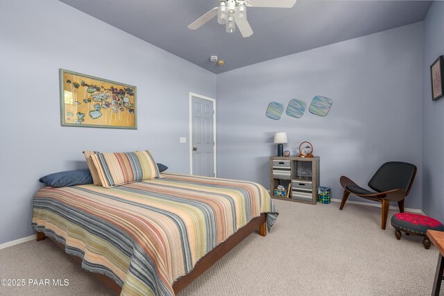 2315 W Desert Willow Dr, Cottonwood, AZ 86326 - bedroom featuring baseboards, carpet flooring, and a ceiling fan