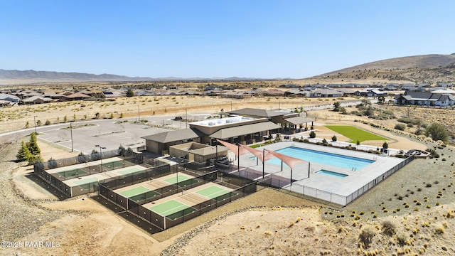 5385 Rocky Vista Dr, Prescott, AZ 86301 - aerial view of residential area featuring a pool area and a mountain backdrop
