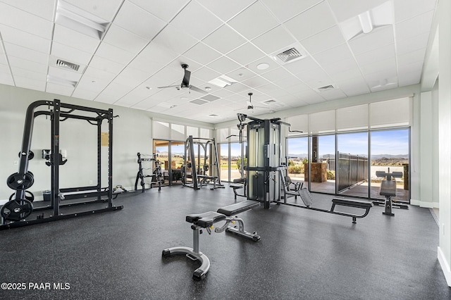 5385 Rocky Vista Dr, Prescott, AZ 86301 - gym featuring a drop ceiling and a ceiling fan