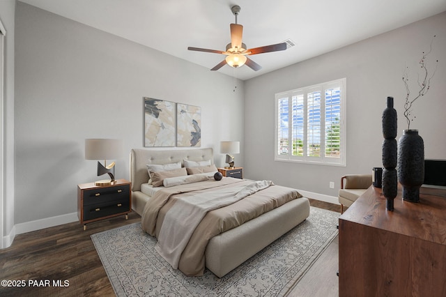 5385 Rocky Vista Dr, Prescott, AZ 86301 - bedroom with dark wood finished floors and a ceiling fan