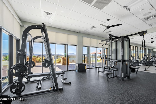 5385 Rocky Vista Dr, Prescott, AZ 86301 - workout area with a drop ceiling and ceiling fan