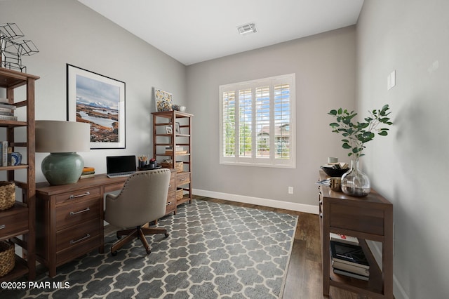 5385 Rocky Vista Dr, Prescott, AZ 86301 - home office with dark wood-style floors and baseboards