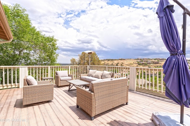 2345 Shinnery Ln, Prescott, AZ 86301 - wooden terrace featuring an outdoor living space