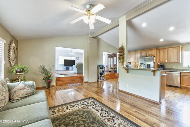 2345 Shinnery Ln, Prescott, AZ 86301 - living area with ceiling fan, light wood-style flooring, and recessed lighting
