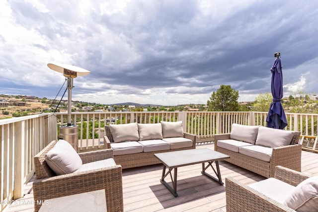 2345 Shinnery Ln, Prescott, AZ 86301 - wooden deck featuring an outdoor hangout area and a mountain view