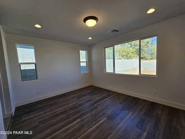 spare room featuring dark wood-type flooring