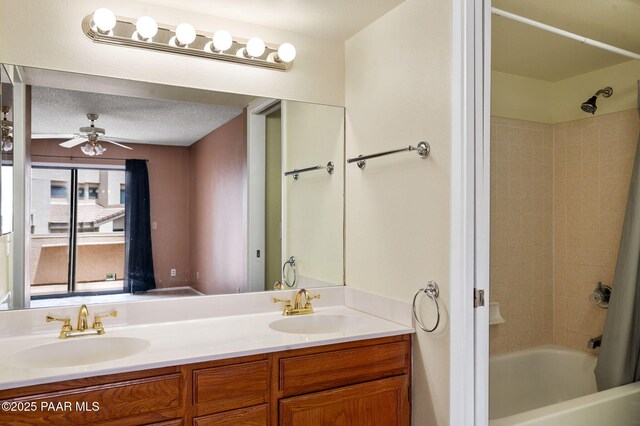 2180 Resort Way Unit S B, Prescott, AZ 86305 - full bath featuring double vanity,  shower combination, and ceiling fan