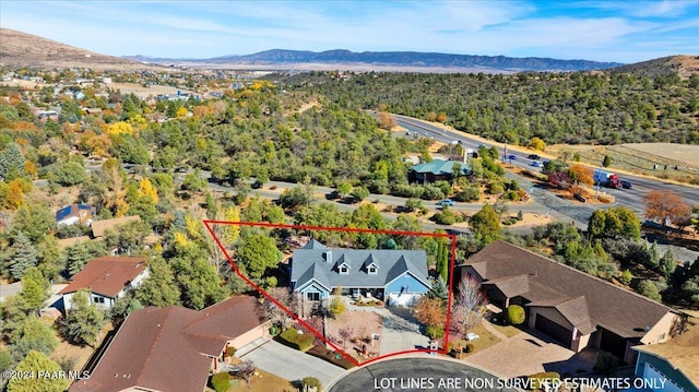 aerial view featuring a mountain view