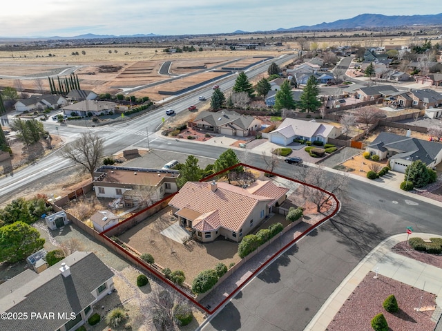 bird's eye view with a mountain view and a residential view