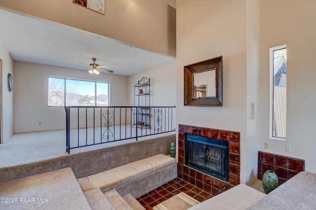 1086 N Broken Wagon Trl, Dewey-Humboldt, AZ 86327 - additional living space with carpet, a ceiling fan, and a chandelier