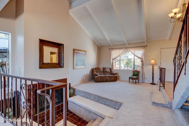 1086 N Broken Wagon Trl, Dewey-Humboldt, AZ 86327 - carpeted living room featuring stairway