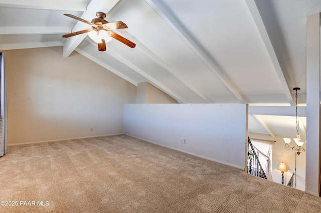 1086 N Broken Wagon Trl, Dewey-Humboldt, AZ 86327 - bonus room featuring carpet floors, ceiling fan, a chandelier, and baseboards