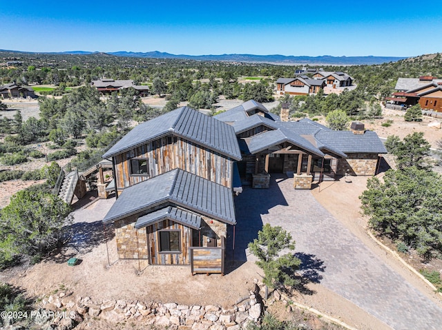 drone / aerial view with a mountain view