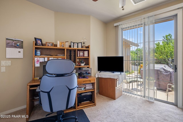 1222 Crown Ridge Dr, Prescott, AZ 86301 - carpeted office featuring ceiling fan and baseboards
