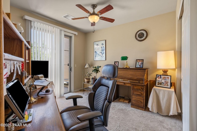 1222 Crown Ridge Dr, Prescott, AZ 86301 - carpeted home office with a ceiling fan and baseboards