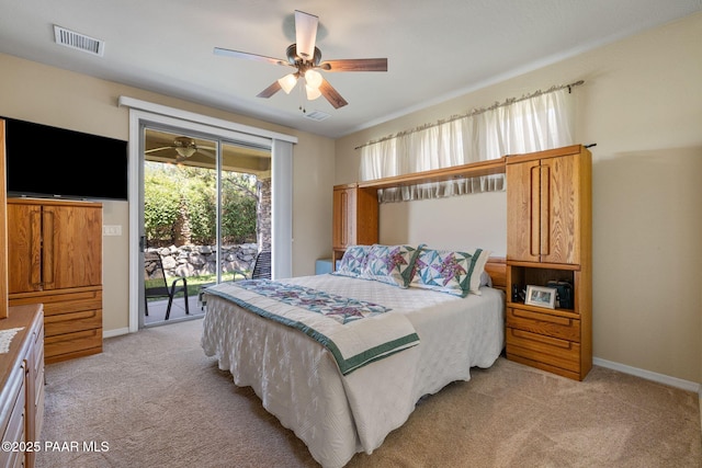 1222 Crown Ridge Dr, Prescott, AZ 86301 - bedroom with access to outside, light carpet, and ceiling fan